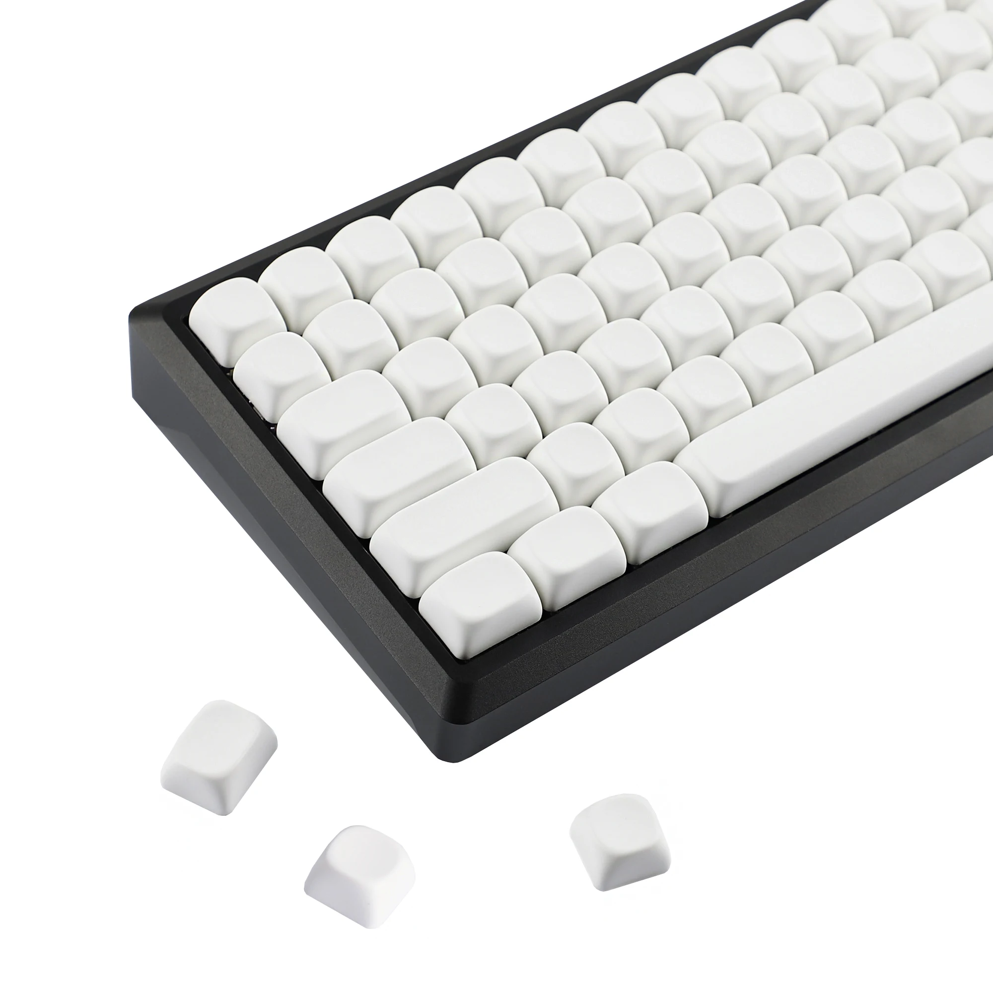 YMDK 129 Keys MOA Profile Minimalism White Clear Blank PBT Dye Sub Keycaps for MX Mechanical Keyboard 61/68/84/87/100/104/108