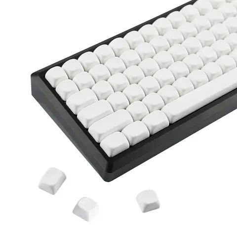 YMDK 129 Keys MOA Profile Minimalism White Clear Blank PBT Dye Sub Keycaps for MX Mechanical Keyboard 61/68/84/87/100/104/108