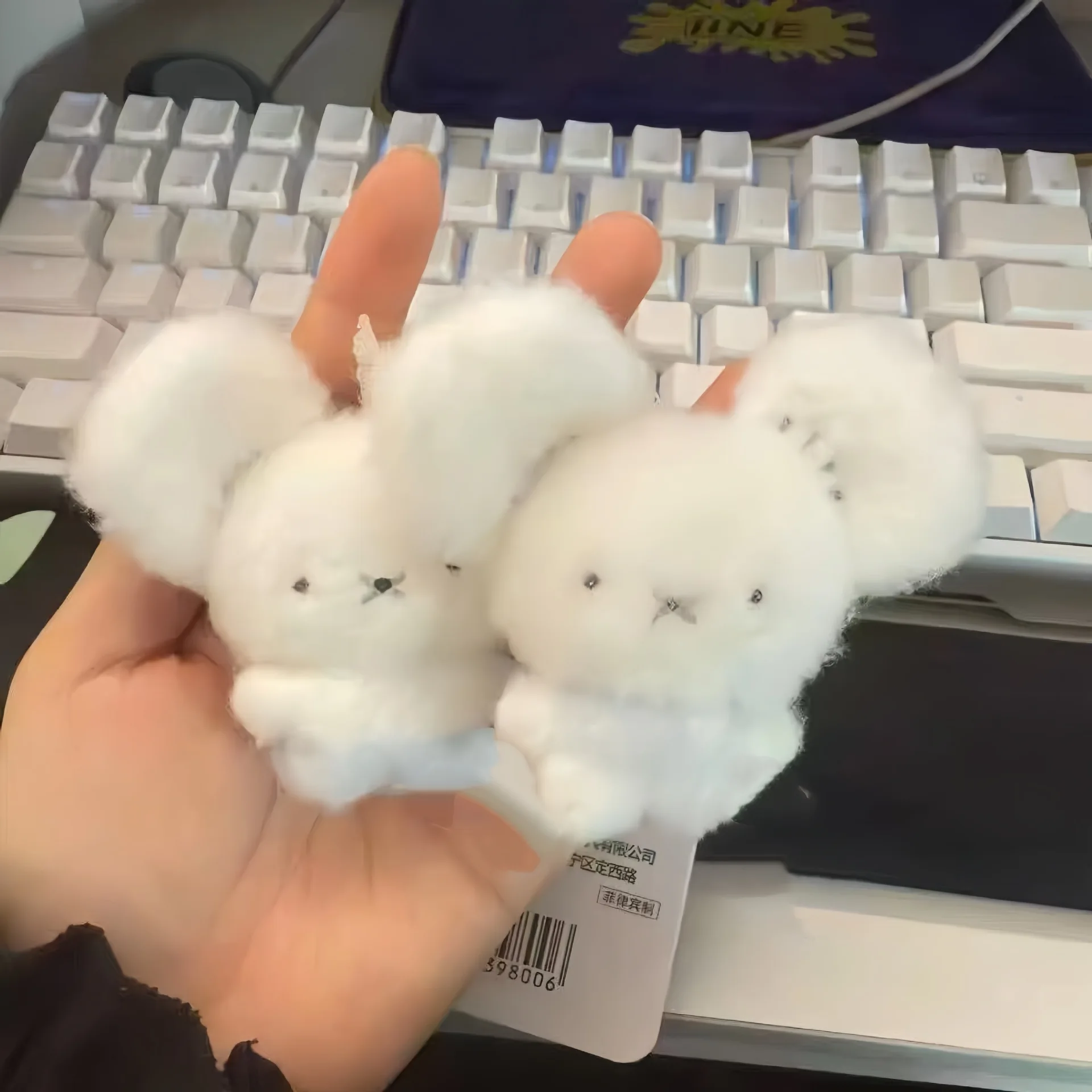 

Cute Mini Little Mouse Plush Toy Keychain Lifelike Soft Stuffed Animal White Mouse Bag Hanging Decoration Couple's Birthday Gift