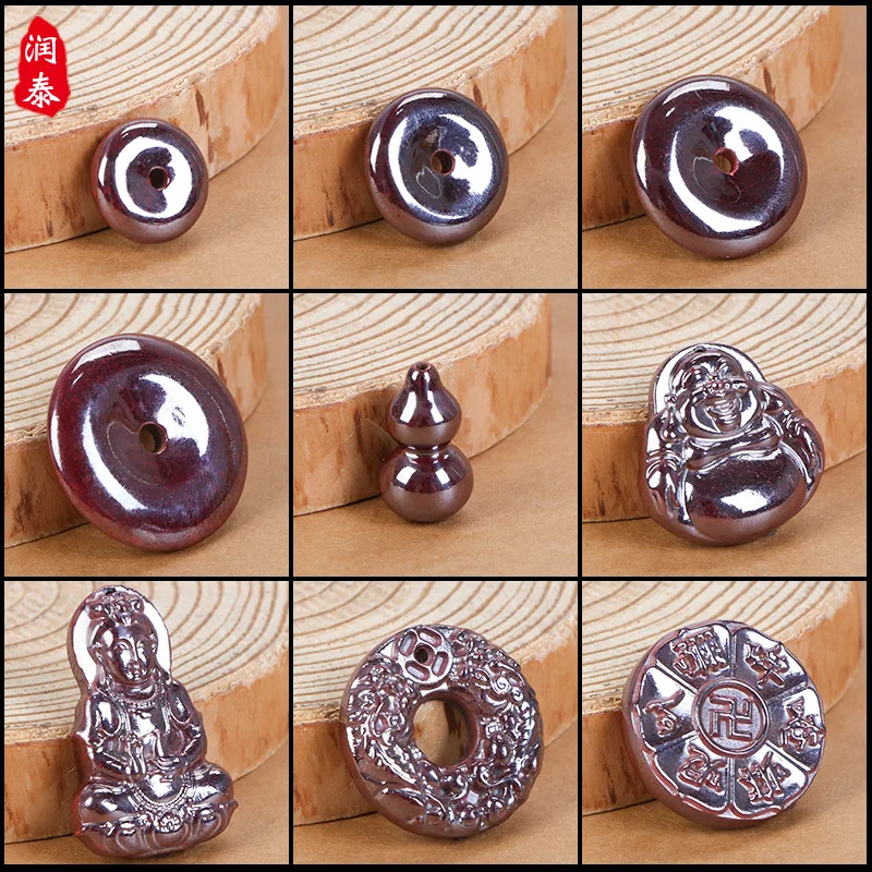 

High grade Pure Natural Raw Ore Cinnabar Carving Buddha Pendant Gourd Safe Buckle Lucky Pendant Exorcism Amulet Charms Jewelry