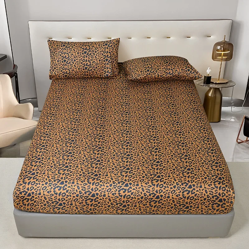 Wild Leopard Print Microfiber Bed Fitted Sheet - Comfort, Hypoallergenic, Twin/Full/Queen/King Size, Add a Bold Statement