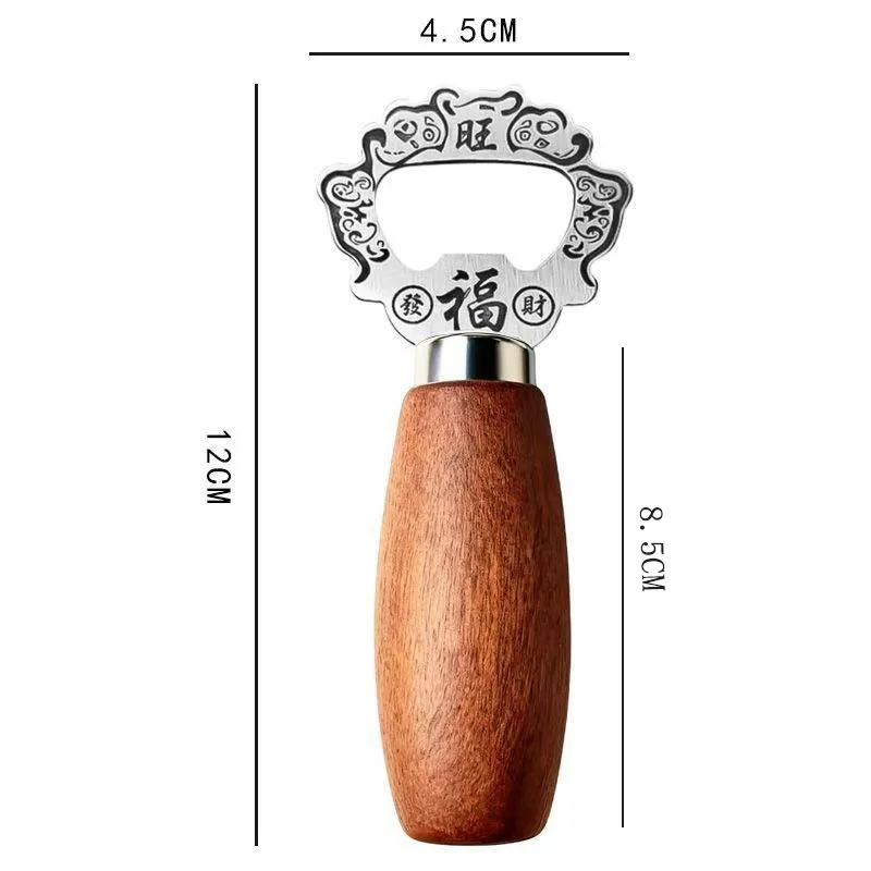 100Pcs/Lot Chinese Style Stainless Steel Creative Wooden Handle Bottle Opener for Home Use Vertical Beer Bottle Opener