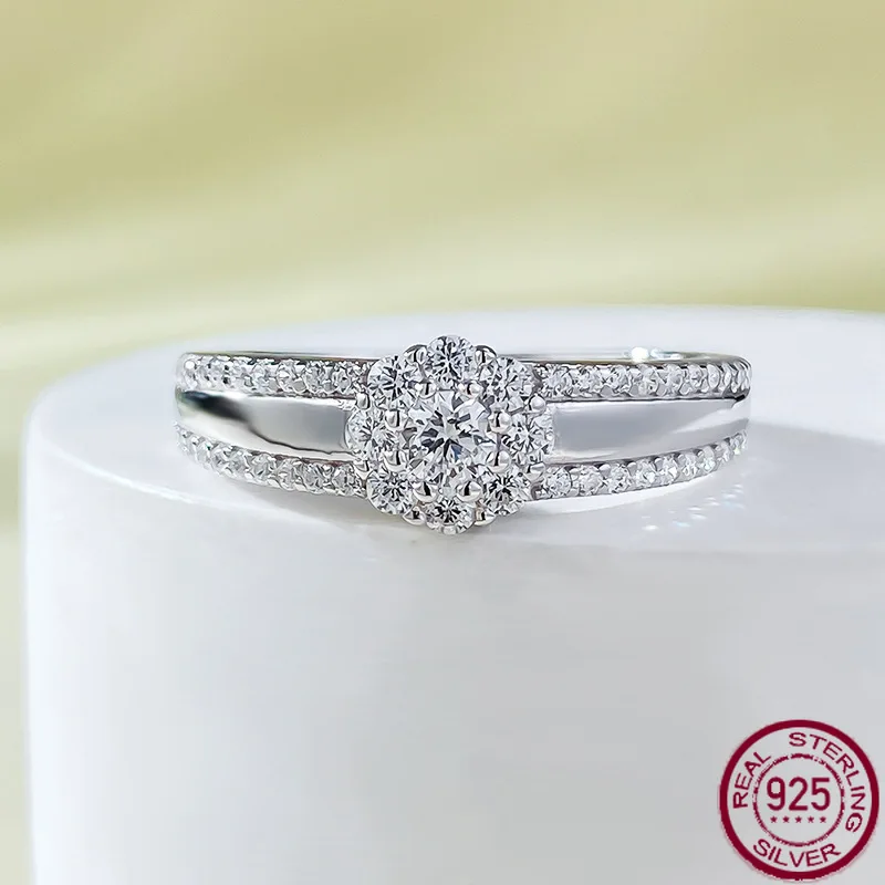 

New S925 sterling silver classic French flower shaped European and American ins cold style ring, wedding jewelry