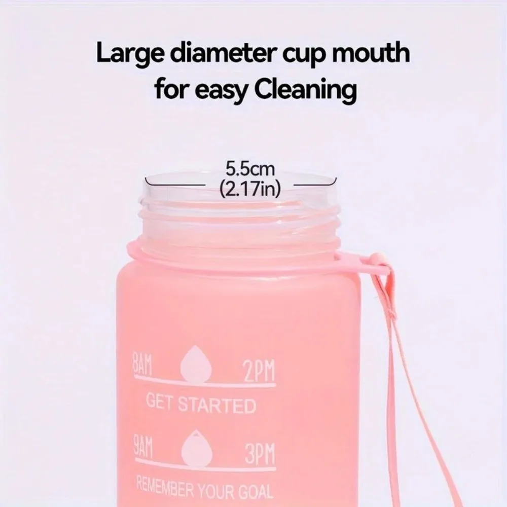 900ML Sports Water Bottle Progressive Color Frosted Surface Graduated Straw Cup High Temperature Resistant Leak Proof