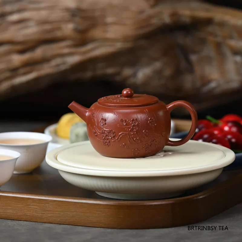 140ml Tradition Yixing Purple Clay Teapot Handmade Floral Pattern Tea Pot Beauty Tea Infuser Kettle Chinese Zisha Tea Set