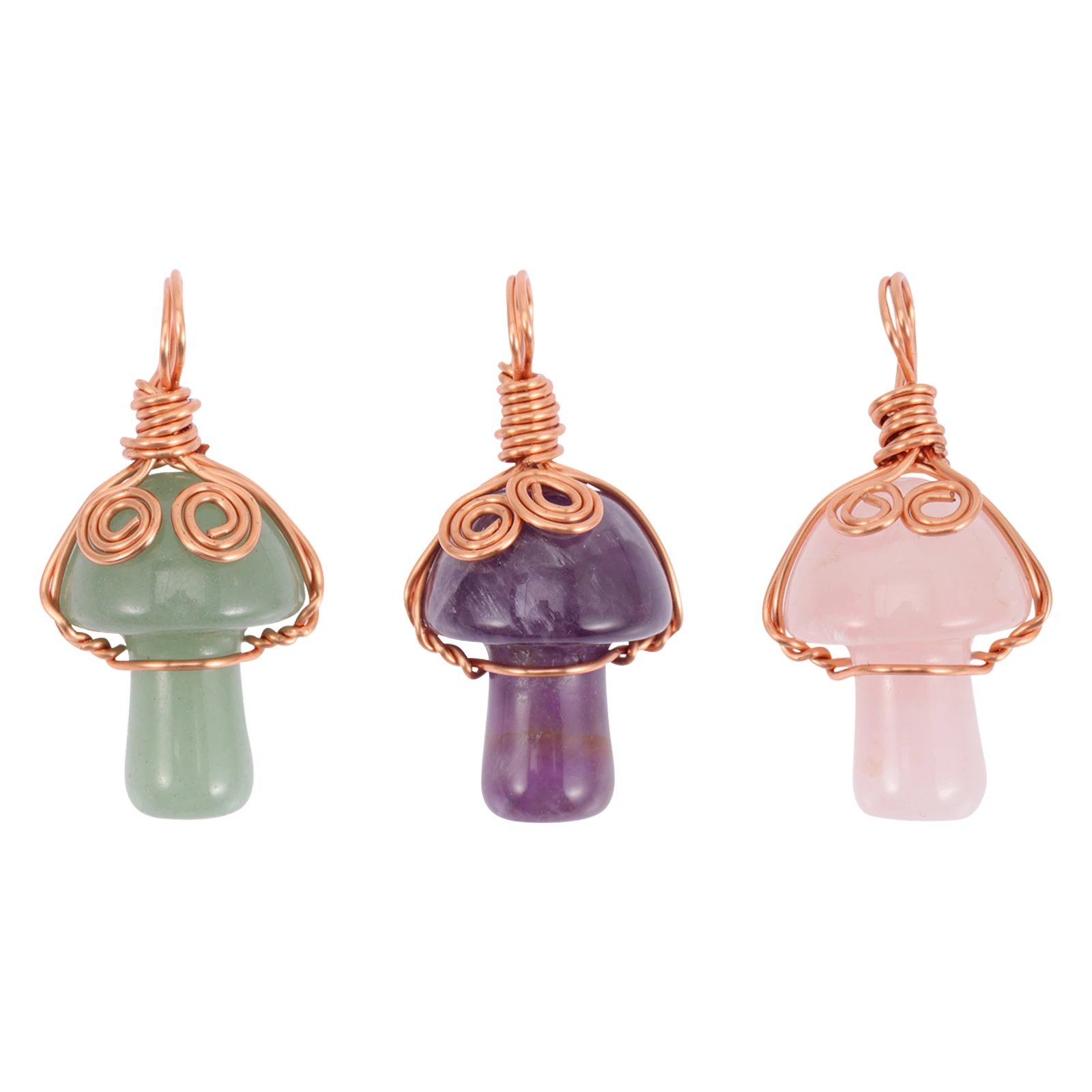 

3pcs Crystal Pendants Stone Pendant Mushroom Jewelry Making Charms Cute Crystal Pendants Necklace Accessories Gifts