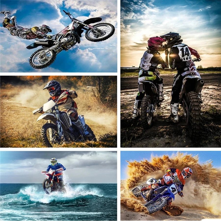 

5D Diy Diamond Painting Cross Stitch Kits Mountain Motorcycle Competition Racing Moto Diamond Mosaic Embroidery Extreme Sport