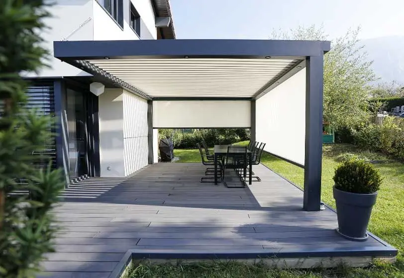 Modern Bioclimatique Pergola Luxury Louvered Aluminium Gazebo Square Tube Rain-Proof Motorized Roof Patio Outdoor Pavilion