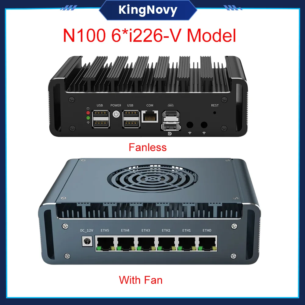 

12th Gen Intel N100 Firewall Appliance 6x2.5G i226-V Mini PC DDR5 2xM.2 NVMe Industrial Computer pfSense Router OPNsense Proxmox