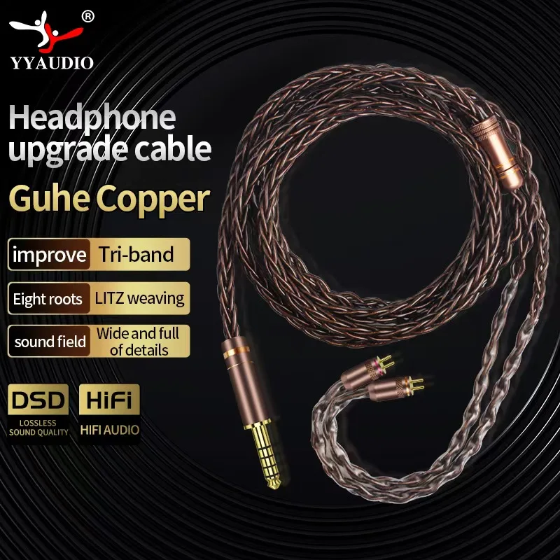 

HiFi Audio Earphone Wire Pure Copper Gold-plated Plug Upgrade Cable MMCX 2Pin 4.4mm 3.5mm Aux Jack for Carat Tangzu Fudu HOLA