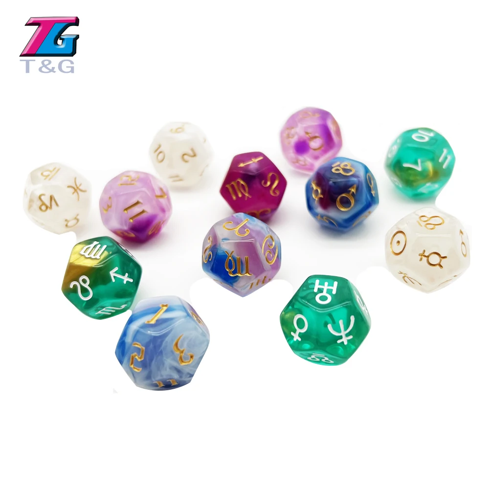 3 Pieces Astrology Dice 8-Sided Tarot Dice Polyhedral Pearl Pattern Dice for Divination Astrology Tarot Cards Accessory