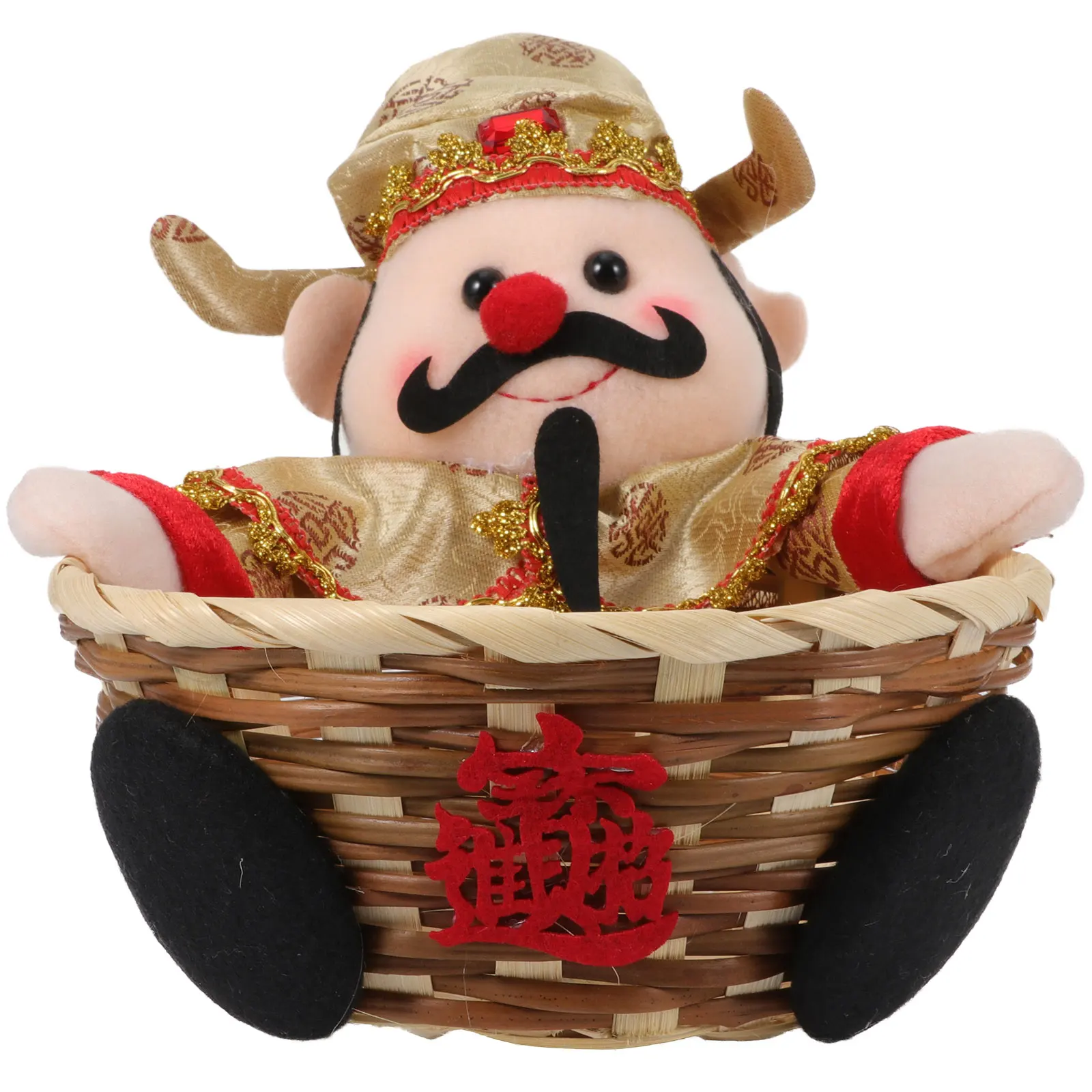 

1Pcs Chinese Style Bamboo Candy Basket Fortune Storage Container Decorative Basket for Snacks New Year Decoration