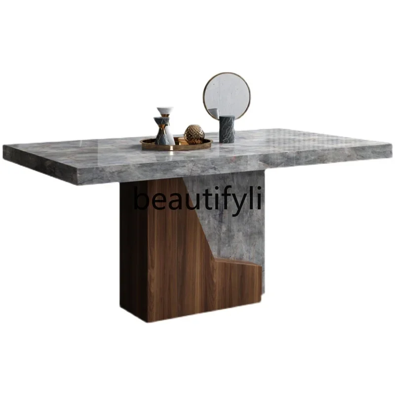 

Natural marble dining table, simple modern light luxury furniture, European imported stone dining table