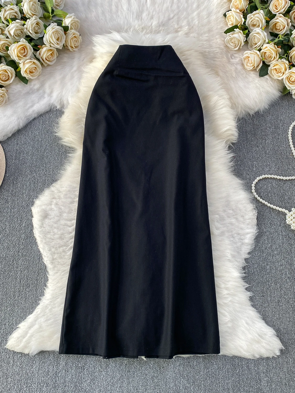 Elegant Fashionable Professional High Waist A-Line Skirt for Women City Commute Style Back Split Half Length New 2026