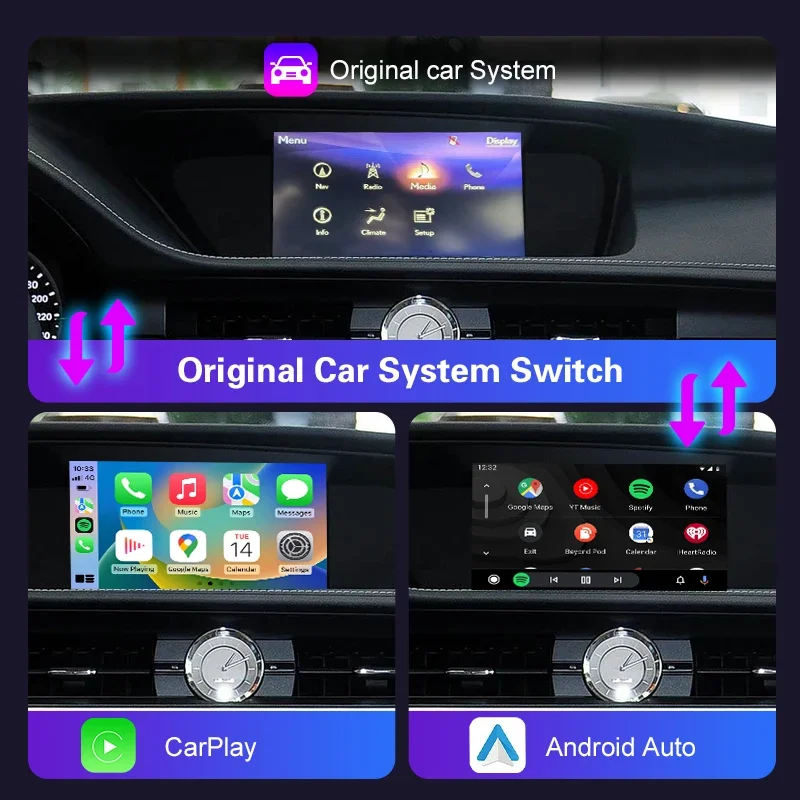 Newest Wireless CarPlay module kit for Lexus ES 2013-2022, with Android Auto Mirror Link AirPlay Navigation Car Play Functions