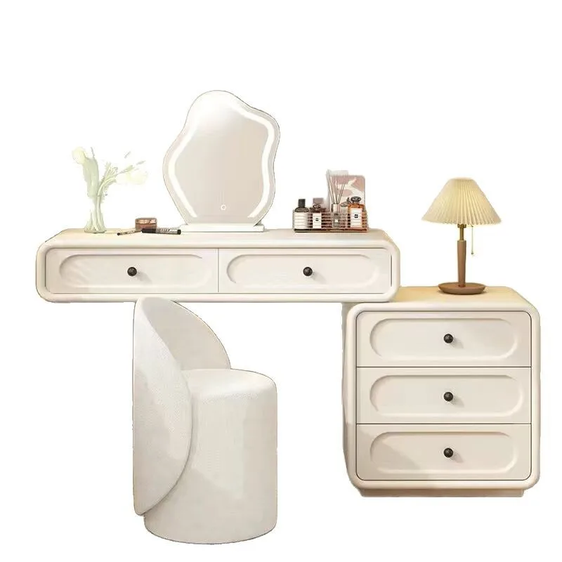 

Solid Wood Dresser Cream Style Simple Modern Light Luxury Makeup Table Bedroom Chest Jewelry Storage Cabinet