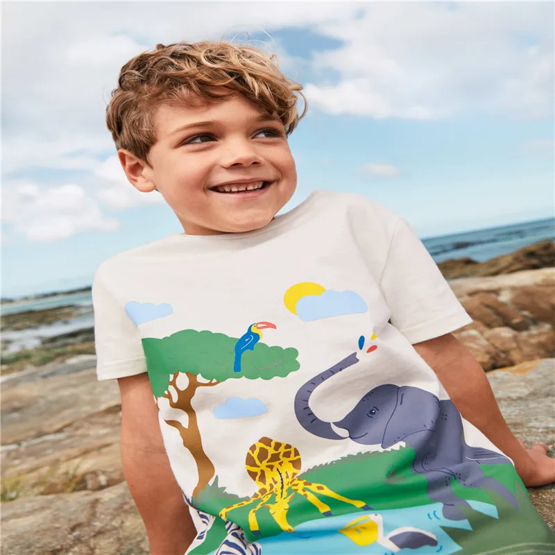 Jumping Meters New Arrival  Sea Aniamls Print  Boys Girls T shirts Cotton Children\'s Tees Summer Kids Girls Casual Baby Tops