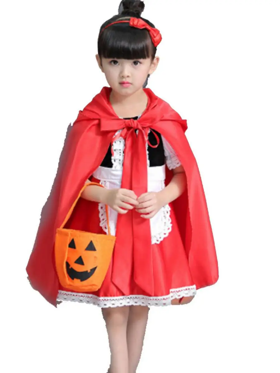 

Детский костюм принцессы на Хэллоуин, наряд Красной Шапочки для девочек, хлопковая одежда для выступлений на сцене
