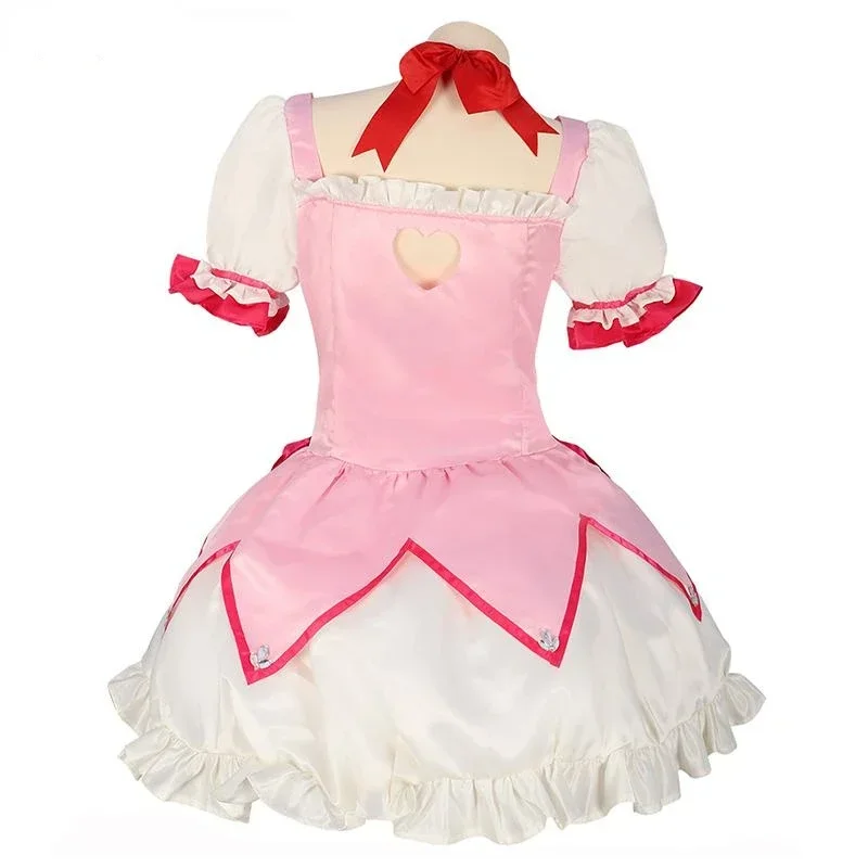 Kaname Madoka Cosplay Costume Wig Anime Puella Magi Madoka Magica Pink Ball Dress Halloween Party Uniform Outfit for Women Girl view 3