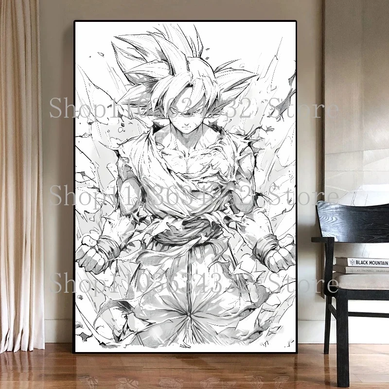 Anime Dragon Ball Poster Sketch Style Art HD Printing Canvas Painting Cafe Bar Room Wall Creative Decoration Painting