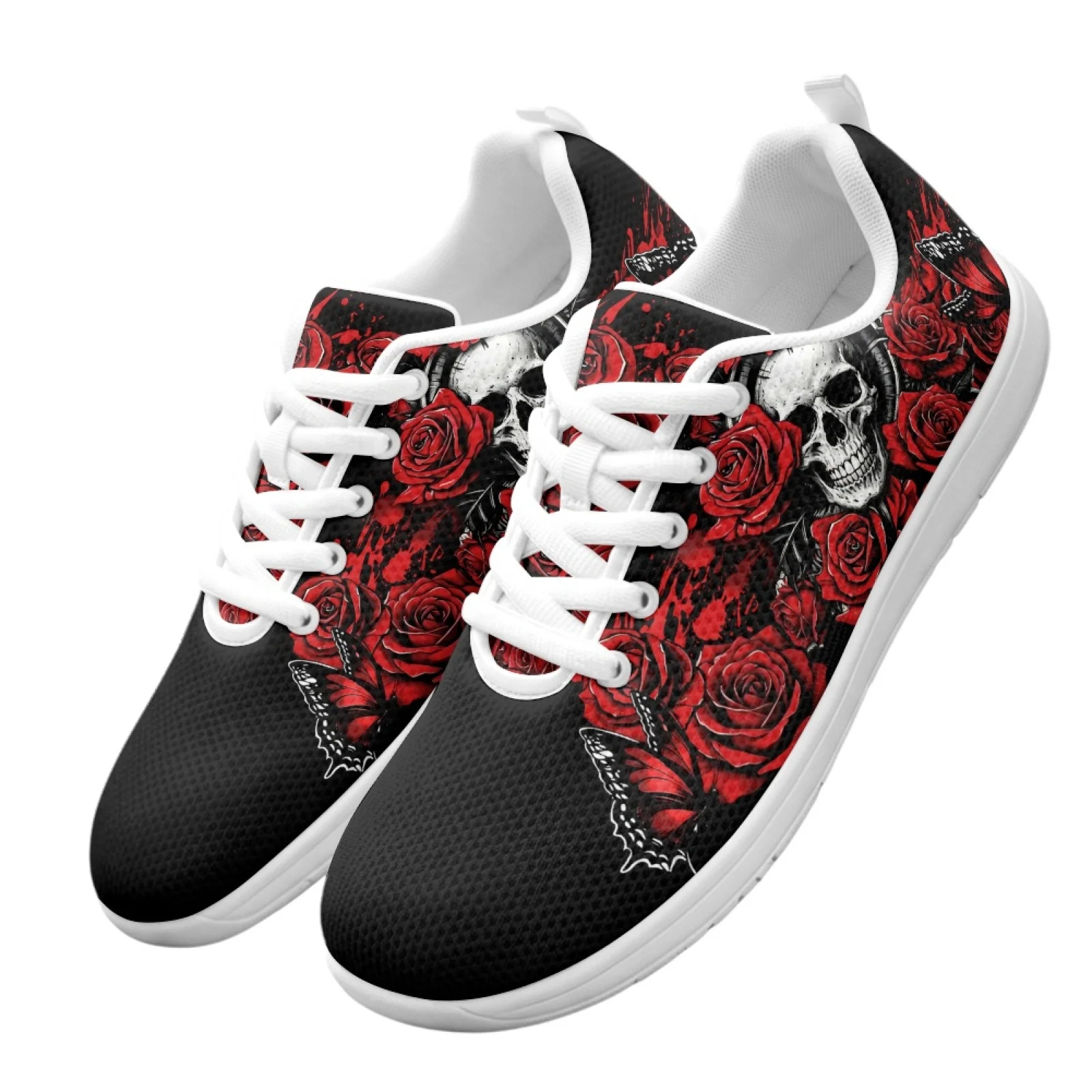 

XIXIRIMIDO Rose Skull Strappy Wide-Toed Shoes Women'S Casual Shoes Men'S Commuter Sneakers Outdoor Sport Shoes Breathable 34-36