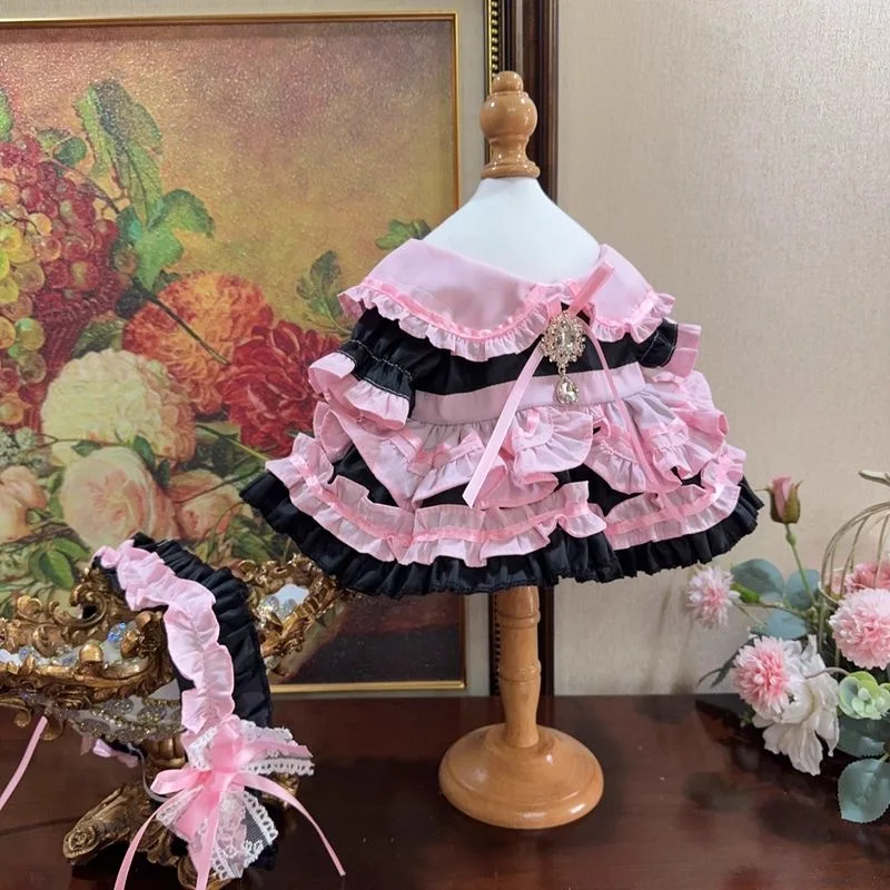 Robe de poupée en coton de 20CM, rose-noir, 10CM 15CM 40CM, vêtements de poupée en coton 50-55cm, vêtements de poupée Reborn