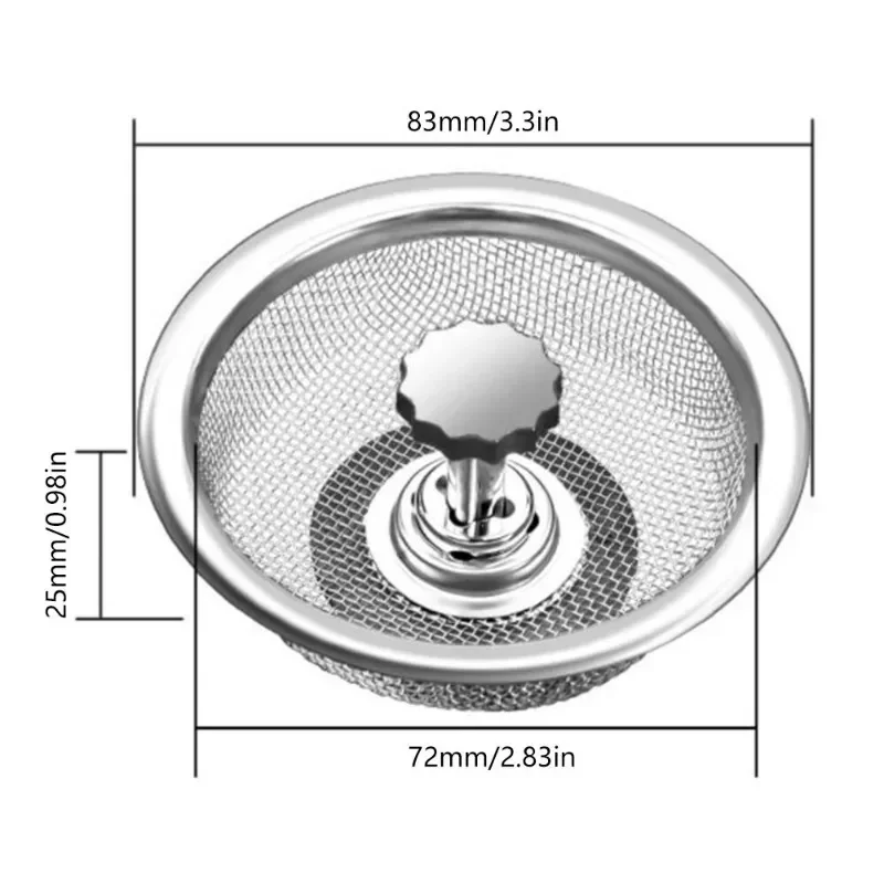 Handle Strainer Plug Stainless Steel Strainer Kitchen Sink Anti Clog Food Debris Catcher Easy To Clean Durable Home Essentials