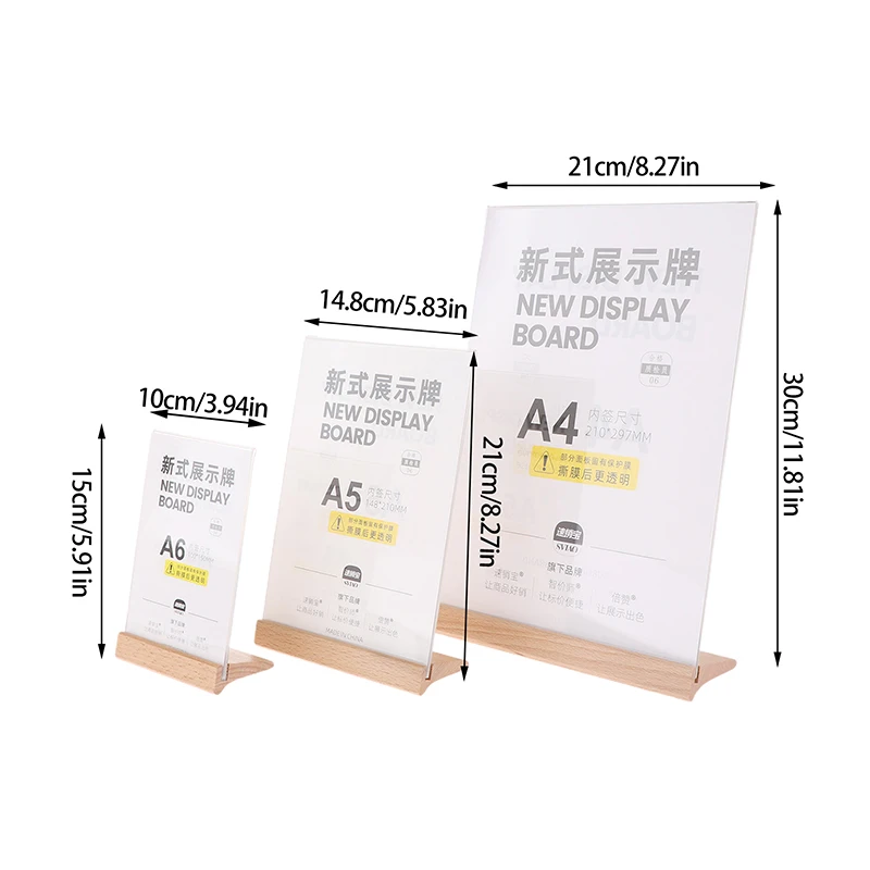 A4 A5 A6 Acrylic L-Style T-Type Strong Table Signboard Double-sided Tab Display Card Rack Table Paper Holder Showing Holder