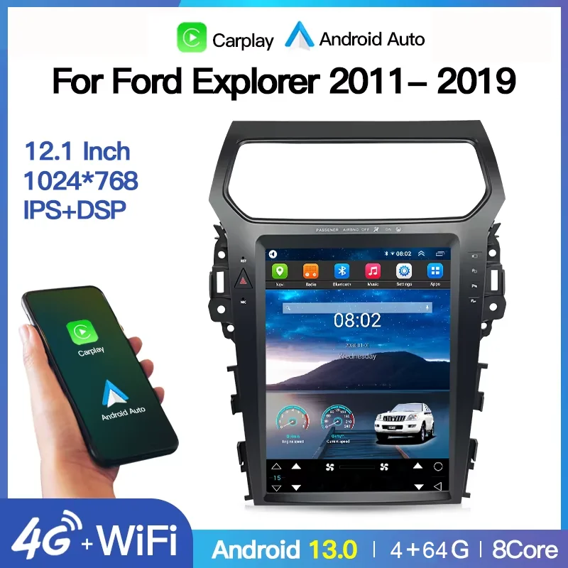 

Android Car Radio For Ford Explore(2011 - 2019) Stereo in Tesla Screen Style, featuring Multimedia Player Carplay Auto WIFI DSP