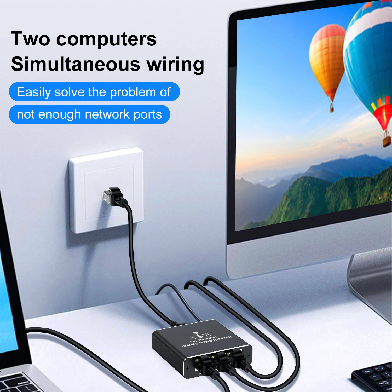LAN-Splitter 1 bis 2/3/4 1000 Mbit/s Rj45-Ethernet-Splitter LAN-Extender bis 328 Fuß Gigabit-Netzwerk-Switch-Anschluss für TV-PC-Router