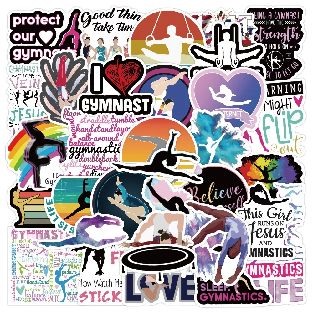 

10/50/100pcs New Gymnastics Art Sports Graffiti Stickers Aesthetic DIY Luggage Laptop Motorcycle PVC Waterproof Kids Toy Sticker