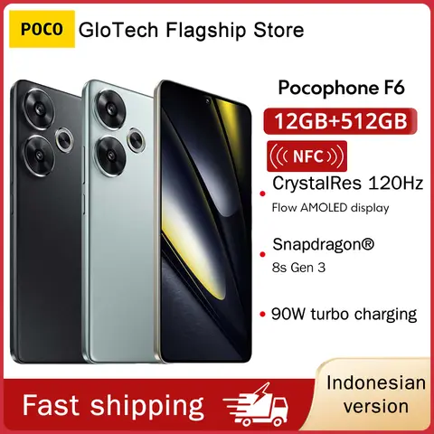 POCO F6 5G Indonesian version Cellphone 50MP camera system with OIS Snapdragon 8s Gen 3 90W turbo charging
