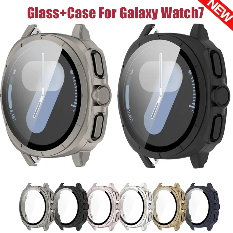 Glass+Case For Samsung Galaxy Watch 7 40mm 44mm Smartwatch Cover Protective Bumper All-Around For Galaxy Watch 7 Accessories