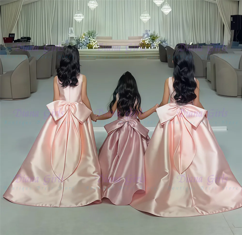new-2026-lovely-quality-pink-satin-fluffy-with-big-bow-flower-girl-dress-for-wedding-birthday-party-ball-evening-gowns