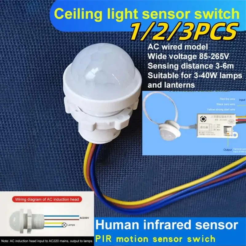 

1/2/3PCS Smart PIR Sensor Detector Switch 110V 220V Human Body Infrared Auto On Off Light For LED Lamp Ceiling Light Panel Light