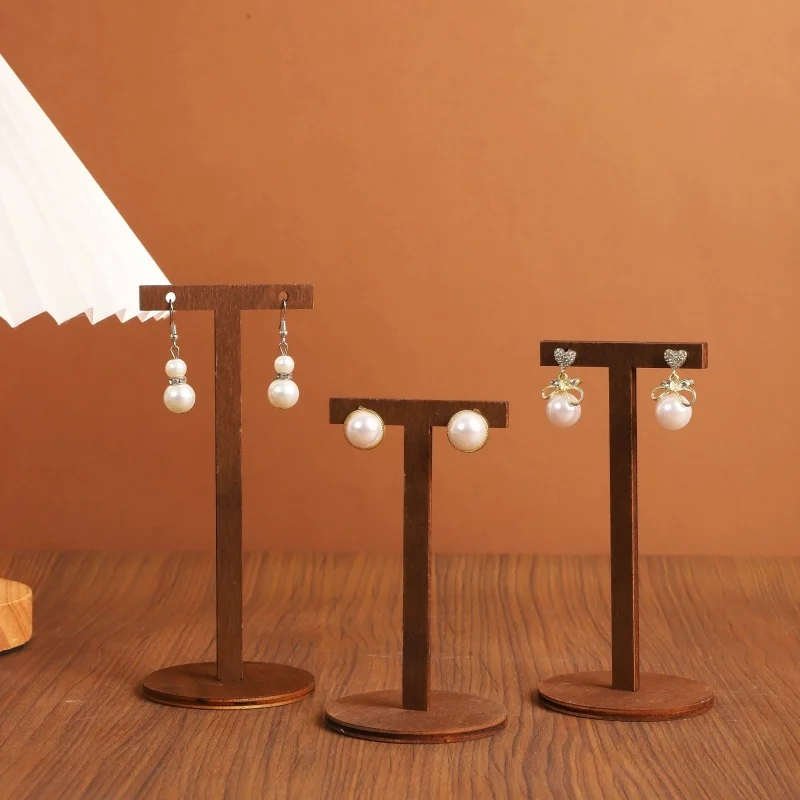 

Подставка для демонстрации ювелирных изделий: настольная, креативная, из орехового дерева, для серег и ожерелий, реквизит для фотосъемки