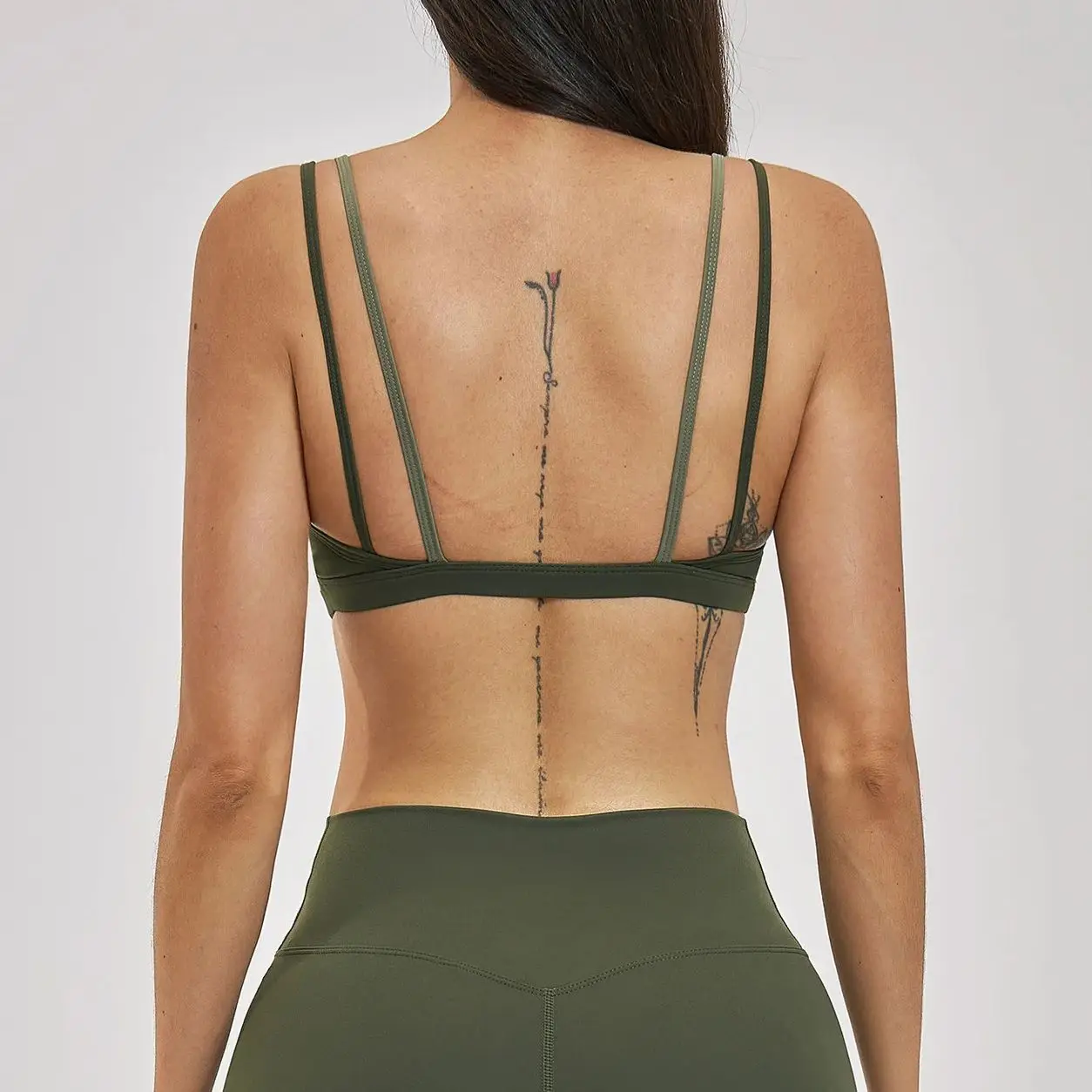 Ningyu Sports Bra Women Naked Back Yoga Bra Fake Two Piece Color Contrasting Sports Fitness Underwear Quick Drying Fitness Bra image 2