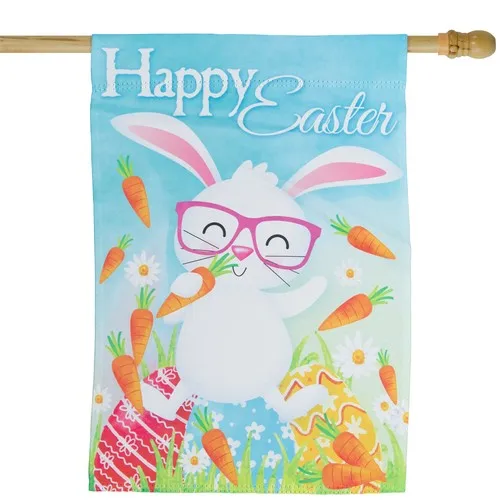 Northlight Happy Easter Bunny with Carrots Outdoor House Flag 28