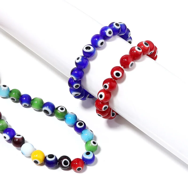 Apx35-90pcs/Strand 4 6 8 10mm Multicolor Evil Eye Beads for Jewelry Making Lampwork Glass Turkish Eye Beads DIY Bracelet Earring