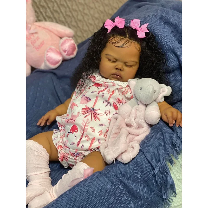 

60 см темно-коричневая кожаная кукла Reborn для малышей, кукла для новорожденных, реалистичная мягкая на ощупь 3D кожаная художественная кукла