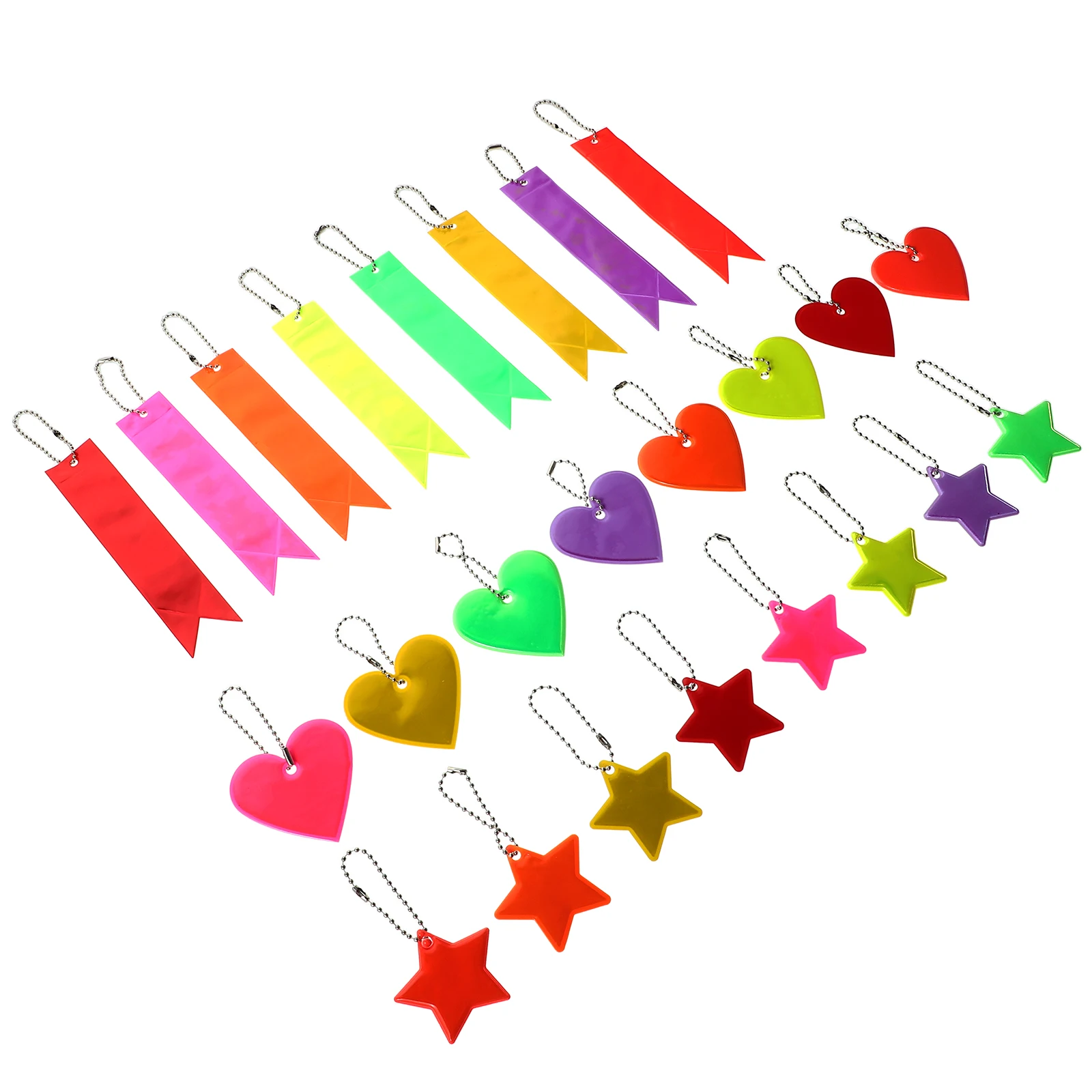 

24Pcs Safety Reflective Keychain Pendants Strong Light Reflection for Jog Commute Easy Attachment to Bags and Keys