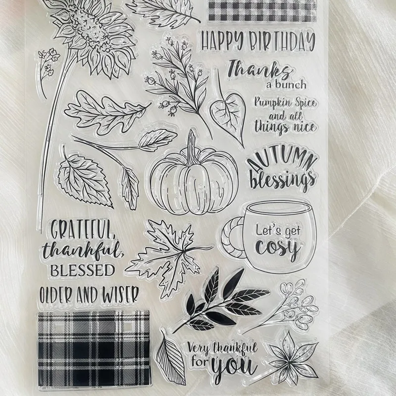 Autumn fall pumpkin flower  clear stamp Transparent Silicone Stamp For Scrapbooking Photo Album Decoration seal stamp