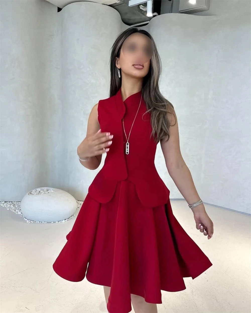 Вечернее платье по индивидуальному заказу, элегантное платье для выпускного вечера без рукавов с круглым вырезом и открытыми плечами, трапециевидное платье из джерси с рюшами до колена, вечерние платья