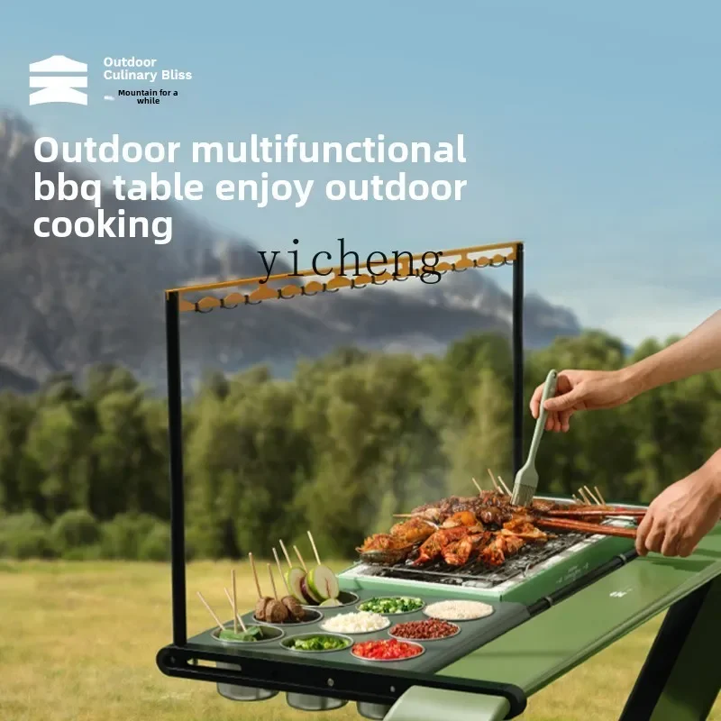 

ww24 outdoor camping table picnic patio portable folding multi-functional barbecue table
