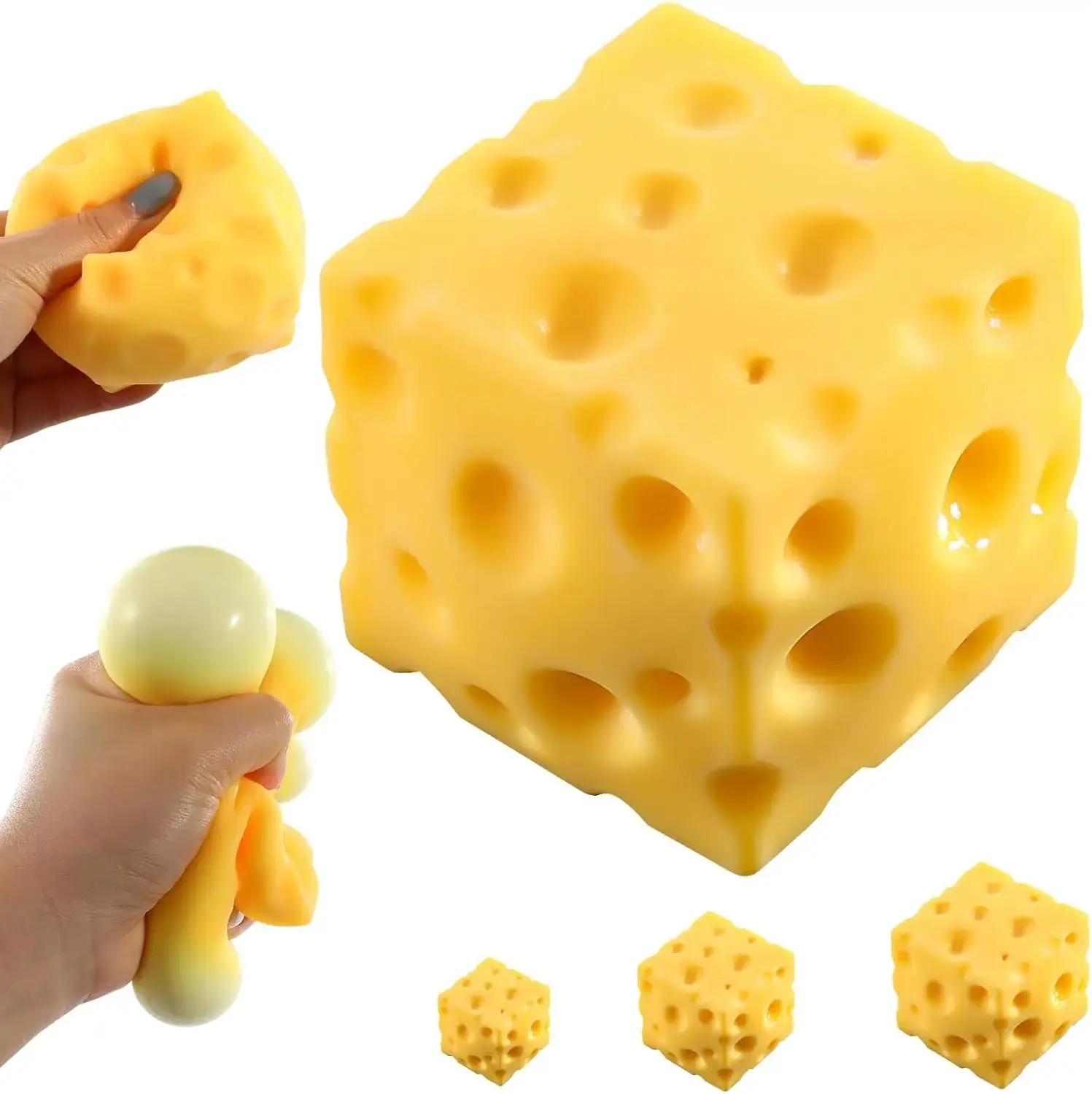 Novelty Cheese Cube Butter Squeeze Soft Plush Slow Rebound Deformable Sensory Stress Relief Desktop Holiday House Decor Kid Gift