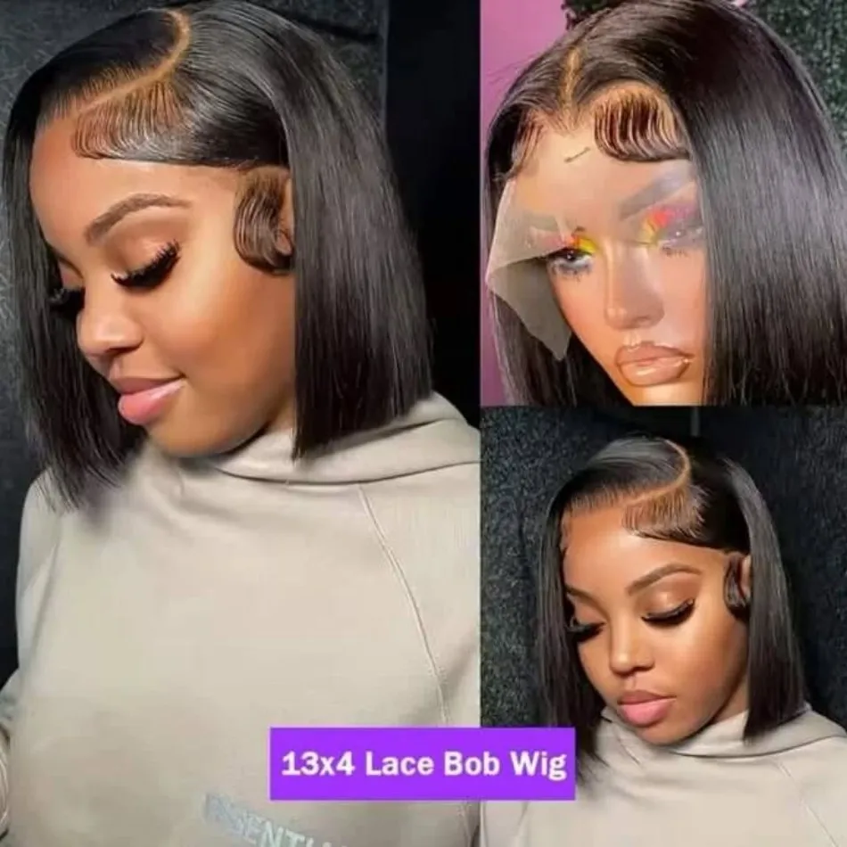 Straight Human Hair Wigs Bob Wig Human Hair 13X6 Hd Lace  display picture 1