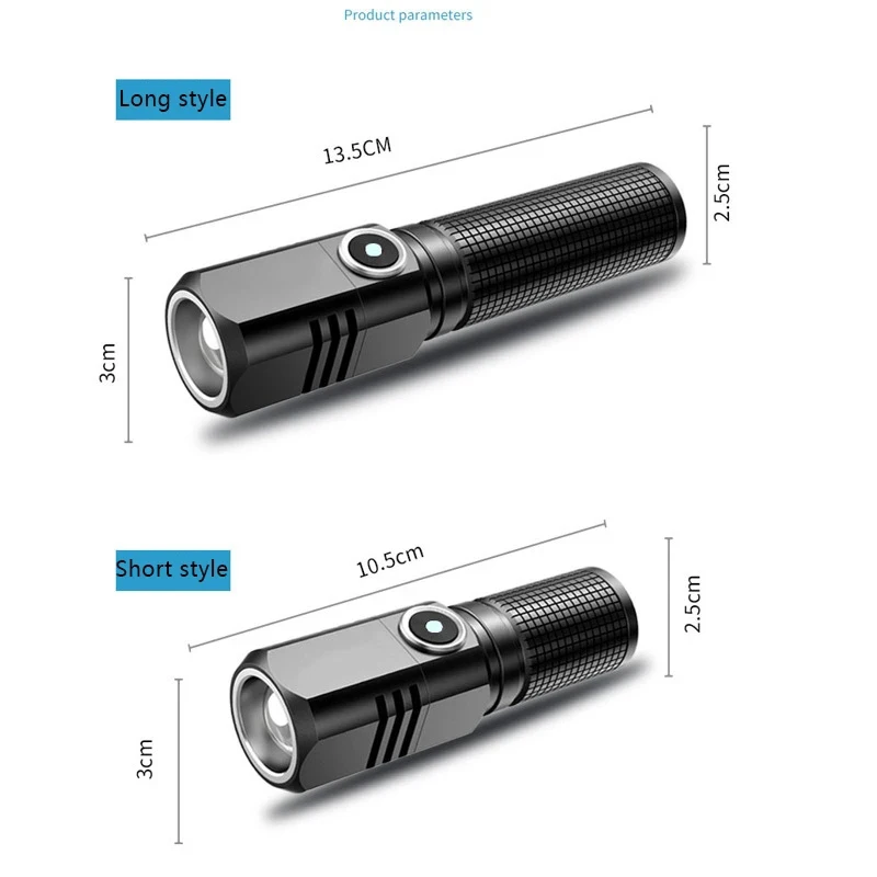 Powerful Led Flashlight XHP50 4 Core Battery Shot Long Smart Type-c Rechargeable Flash Light EDC Torch Lamp For Camping