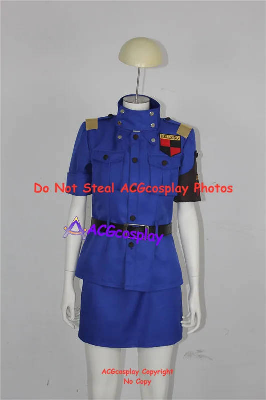 

Hellsing Seras Victoria blue uniform cosplay costume acgcosplay dark blue include white gloves and belts