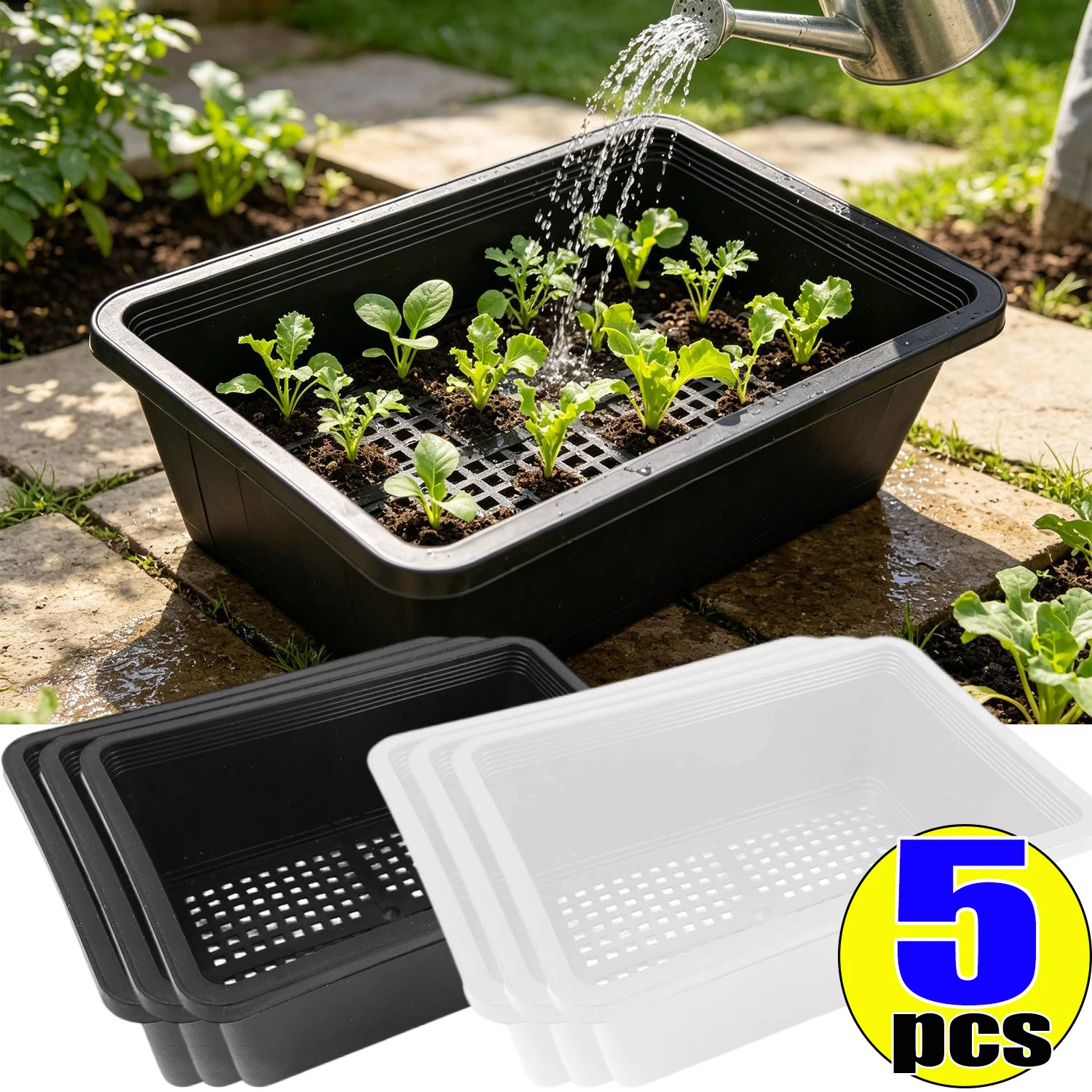 1/5Pcs Seed Sprouter Tray Plastic Hydroponic Microgreens Germination Nursery Trays for Wheatgrass Plant Garden Grow Container
