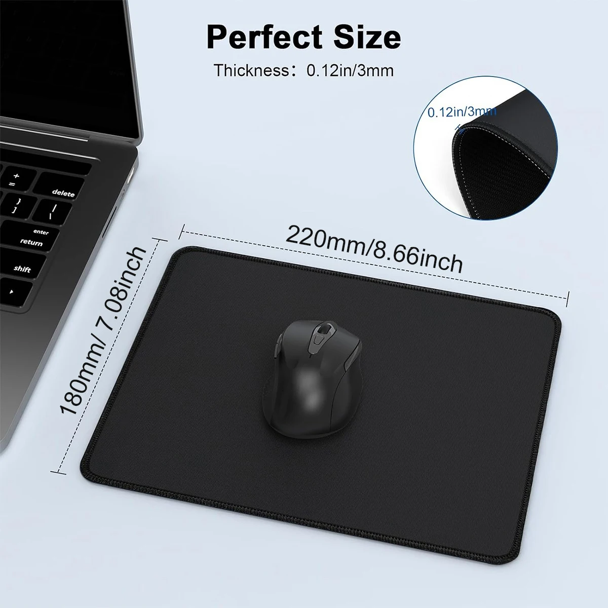 Geeignet für Computermaus – ergonomisches Mauspad mit genähtem Rand für Büro und Gaming-Laptops, bietet bequeme Handgelenkstütze. – Detail 1